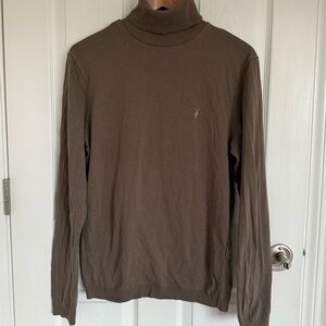 Men’s Vintage AllSaints Ramskull Long sleeve Turtlneck Shirt Size L Brown Taupe